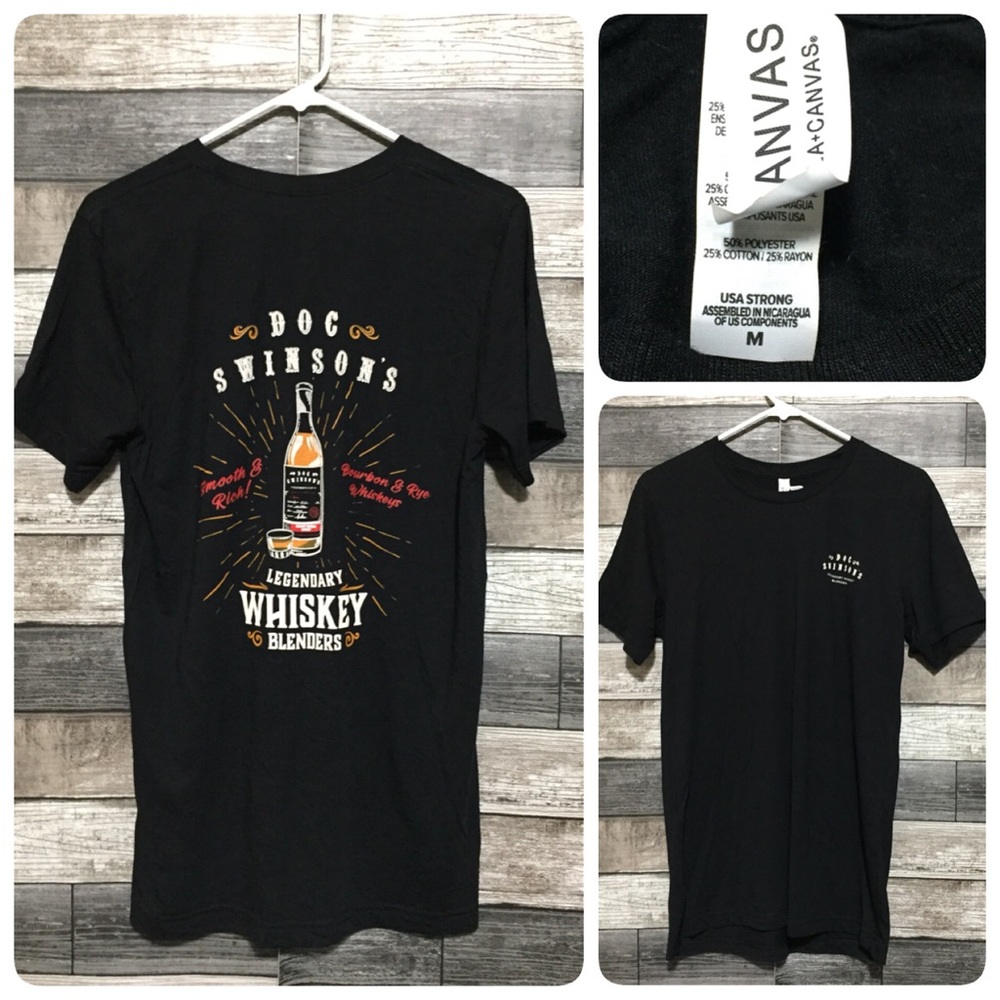 Bella Canvas Doc Swinsons Whiskey T Shirt Men’s M Black Short Sleeve Soft